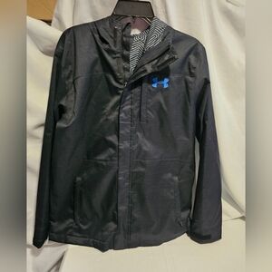 Under Armour Black Performance Jacket with Blue Logo YXL